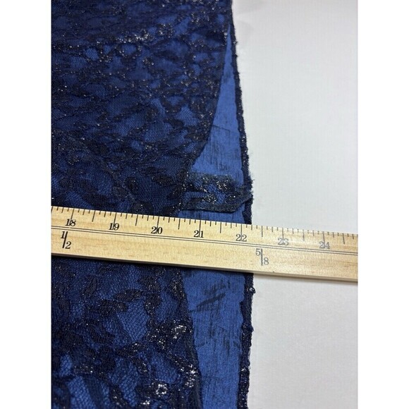 David Meister Strapless Cocktail Dress Blue Black Lace Metallic 6 Boning - Picture 6 of 10